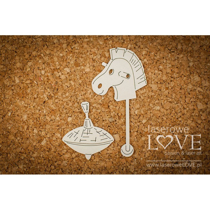 Cardboard -A horse and a spinning top- Vintage Baby - LA18257 - Laserowe LOVE