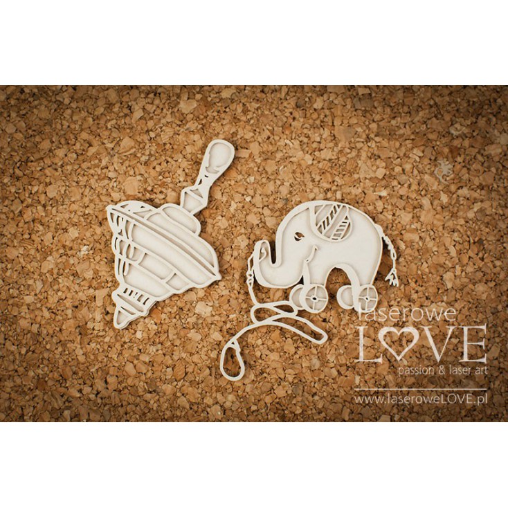 Cardboard -Dreidel and elephant- Vintage Baby - LA18500 - Laserowe LOVE