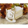 Cradle with a teddy bear 3D - laser cut decor - light chipboard - SnipArt