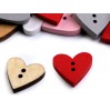Wooden button - heart 02- white