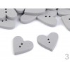 Wooden button - heart 02- grey