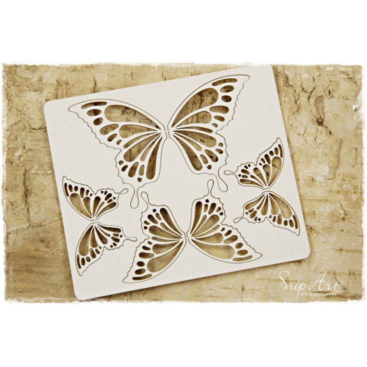 Butterfly wings - set of 3 - laser cut decor - light chipboard - SnipArt