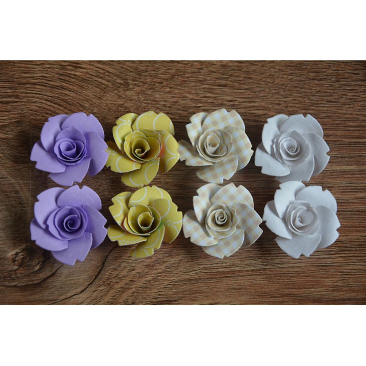 Zestaw papierowych kwiatów - miks kolorów 129 - 8 sztuk