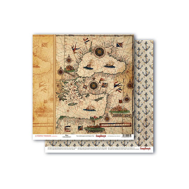 Papier do scrapbookingu – The Pirate's Treasure- Maps - Scrapberry's