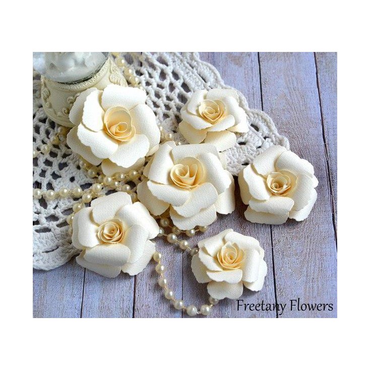 A set of paper flowers - cream -170122 - 6 pieces
