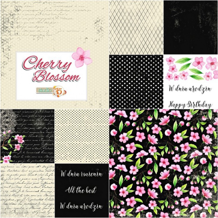 Set of scrapbooking papers - Studio 75 - Cherry Blossom