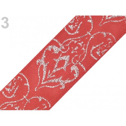 Ribbon with brocade - indian pink - 1 meter