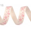 Ribbon cotton with print - pink flowers - 1 meter