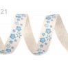 Ribbon cotton with print - blue flowers - 1 meter