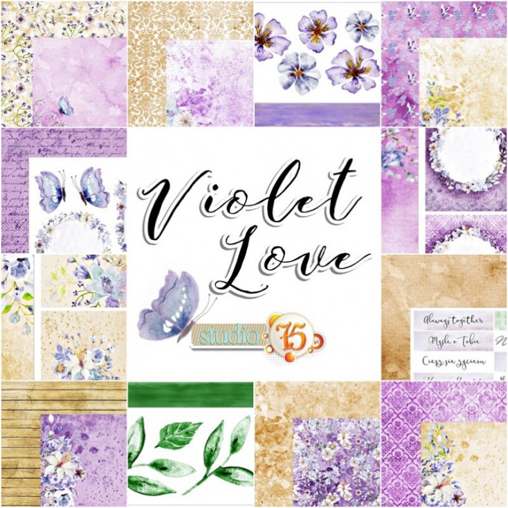 Zestaw papierów do scrapbookingu - Studio 75 -Violet love