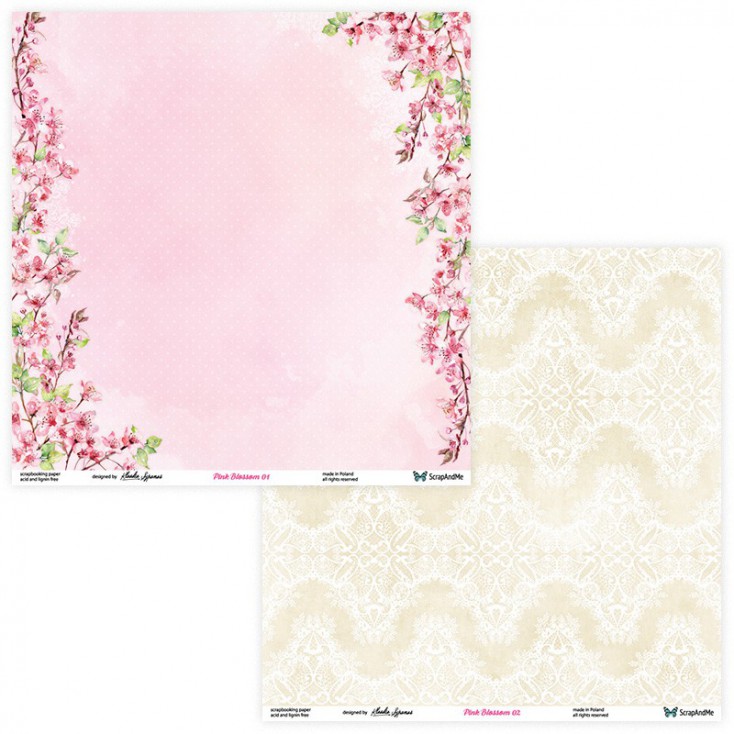 Set of scrapbooking papers - ScrapAndMe - Pink blossom - 01/02