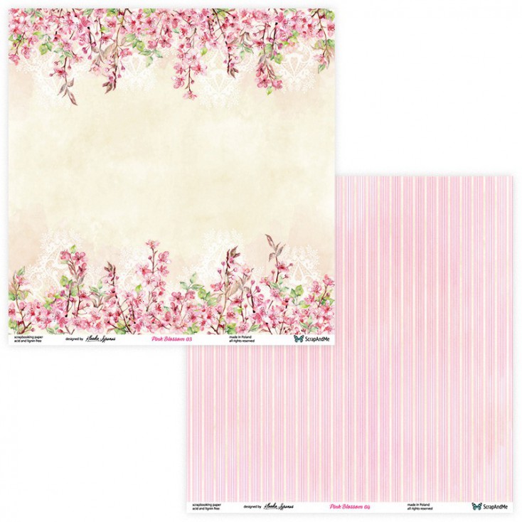 Set of scrapbooking papers - ScrapAndMe - Pink blossom - 03/04