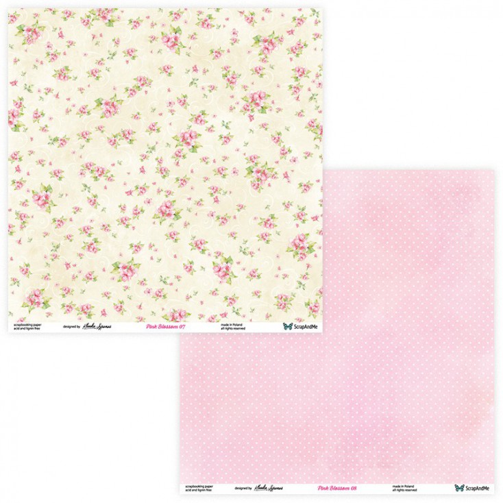 Papier do tworzenia kartek i scrapbookingu - ScrapAndMe - Pink blossom - 07/08