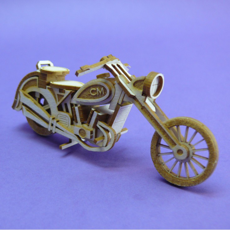 Cardboard element 3d -Crafty Moly - Motorcycle - Chopper 3D