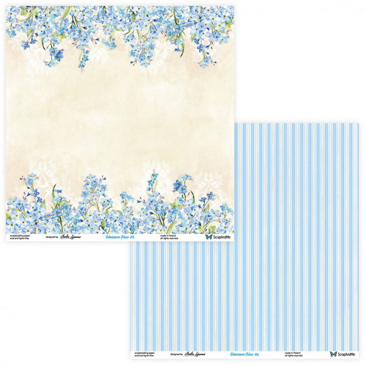 Set of scrapbooking papers - ScrapAndMe - Blossom Blue - 03/04