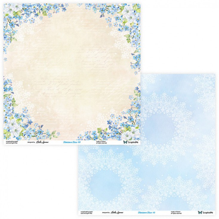 Papier do tworzenia kartek i scrapbookingu - ScrapAndMe - Blossom Blue - 09/10