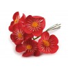 Zestaw tekstylnych kwiatów - kaczeńce czerwone - 6 sztuk