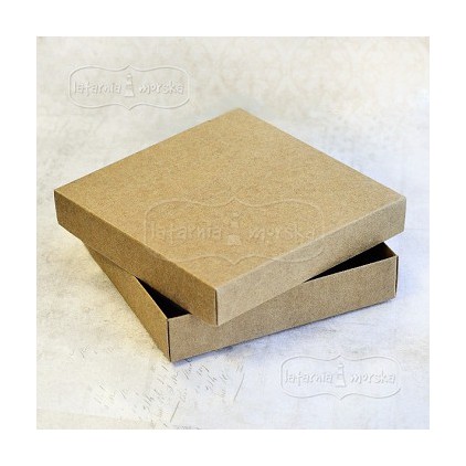 Pudełko kraft na kartkę kwadratową 14,5 x 14,5 x 2,7 cm- Latarnia Morska
