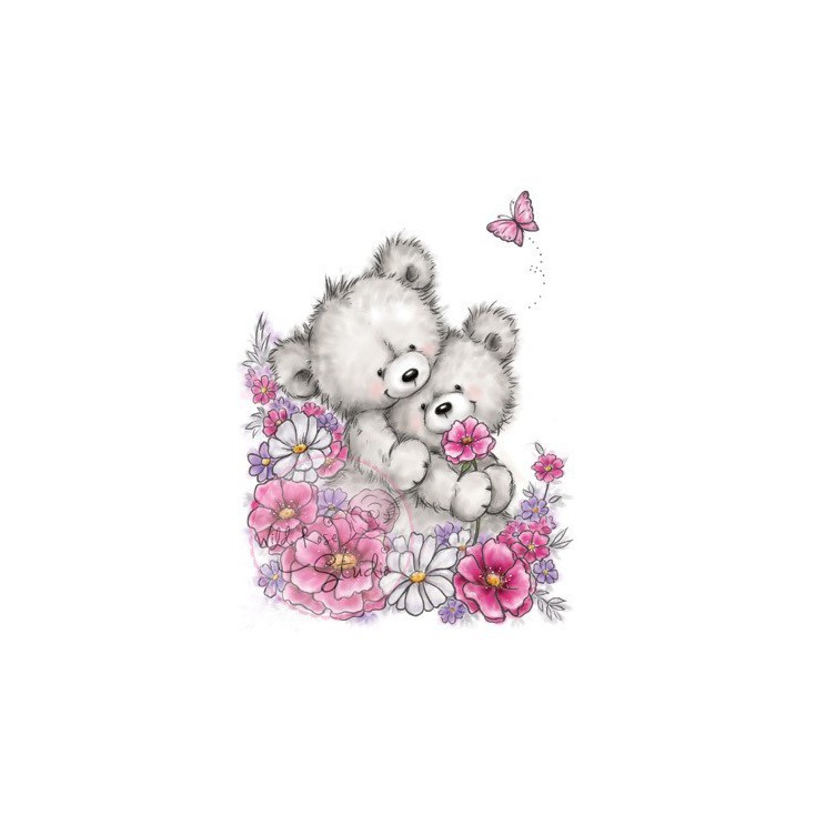 Stemple / pieczątki - Wild Rose Studio - Teddy with Flowers CL490