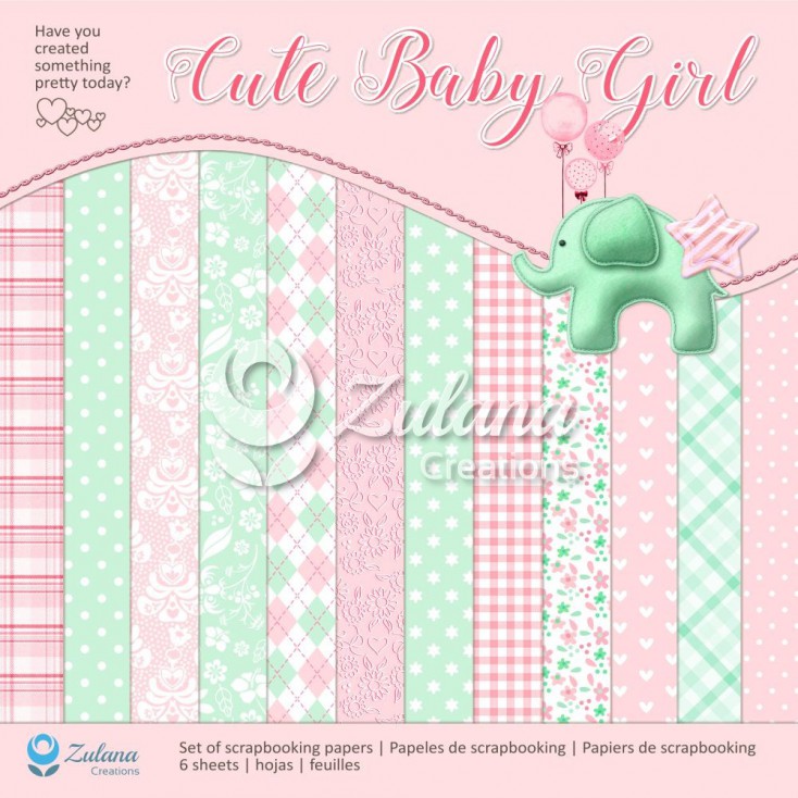 Set of scrapbooking papers - Zulana Creations - Cute Baby Girl