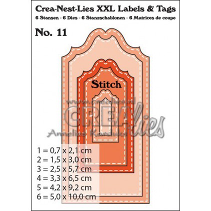 Die- Tags with stitching - Crealies XXL Labels and Tags 11 - CLLT11