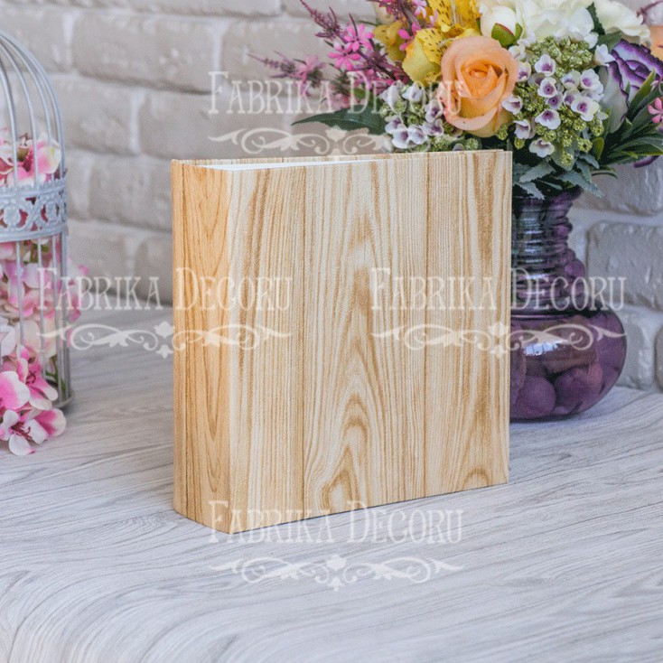 Baza albumowa kwadratowa- tekstura -"Pine board with gold" - 20x20x7 cm - Fabrika Decoru