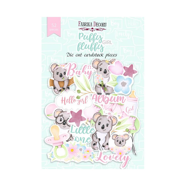Paper die cutss - Puffy fluffy girl - Fabrika Decoru - 52 pieces