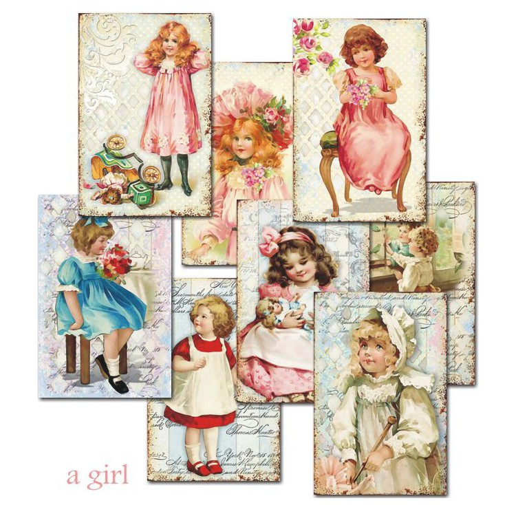 Decorer - Set of mini scrapbooking papers - a girl