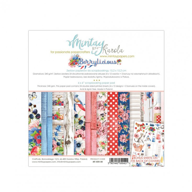 Scrapbooking paper pad - Mintay Papers - Berrylicious