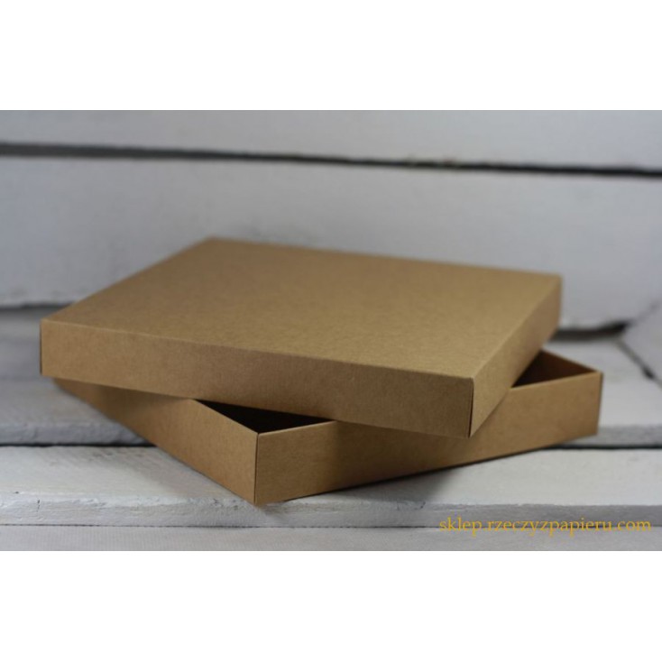 A box for a card full, high, square- 15x15x3,5 kraft - Rzeczy z Papieru