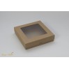 A box for a card with a window, high, square- 15x15x3,5 kraft - Rzeczy z Papieru