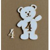 Chipboard - Anemone - Teddy bear with a number 4