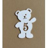 Chipboard - Anemone - Teddy bear with a number 5