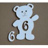 Chipboard - Anemone - Teddy bear with a number 6
