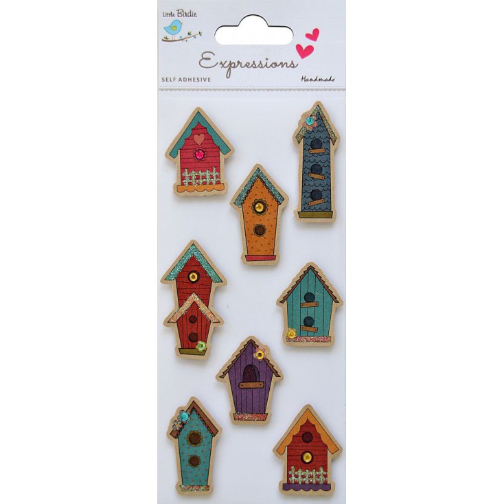 Set of stickers CR37334 - Little Birdie - Kraft printed House - 8 pcs.