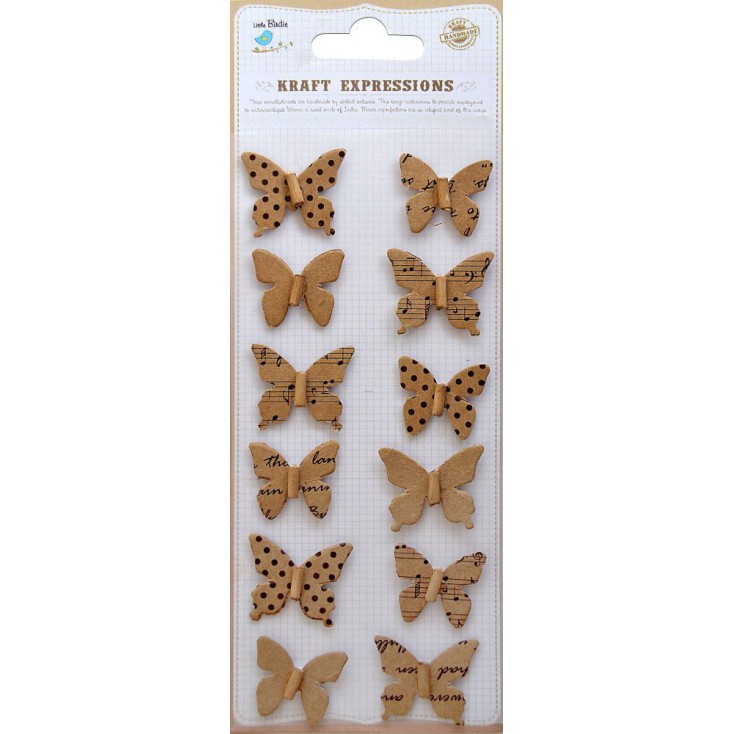 Set of stickers CR39077 - Little Birdie -Beaded Butterflies - 12 pcs.