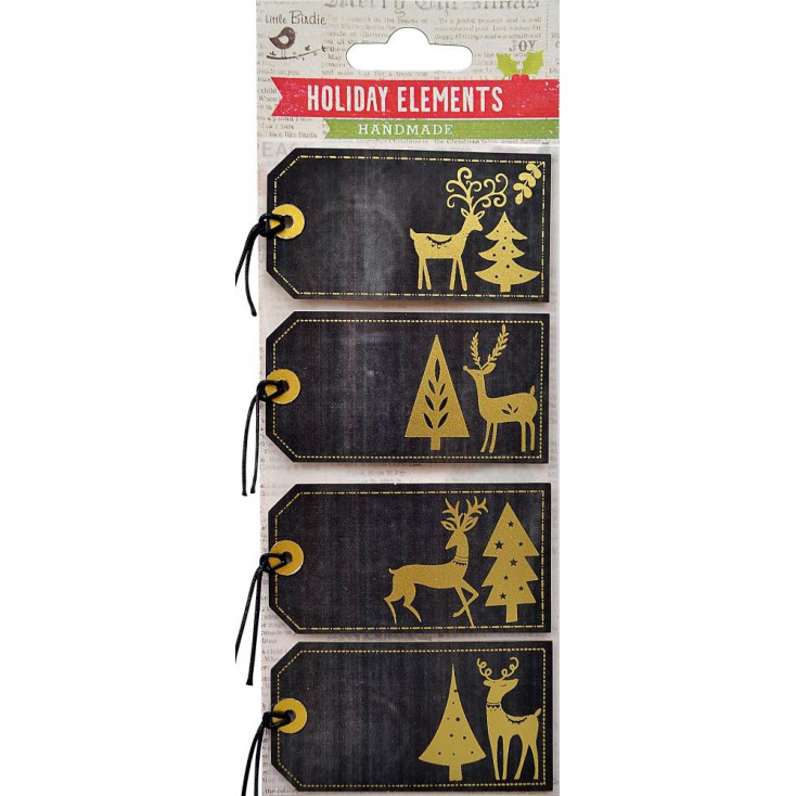 Set of stickers CR52059 - Little Birdie - Reindeer with tree - 4 pcs.