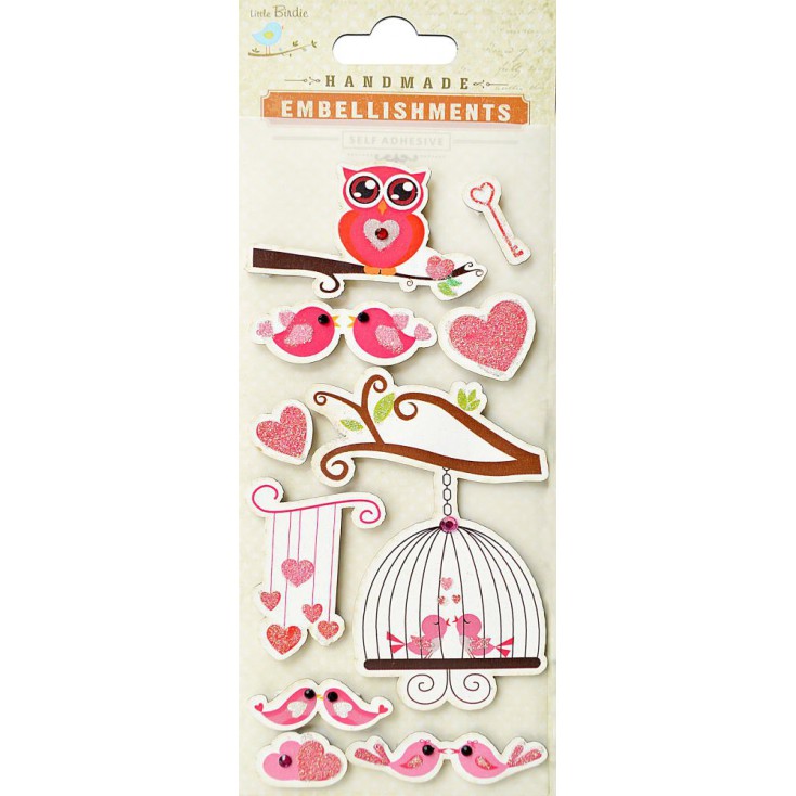 Set of stickers CR39683 - Little Birdie - Valentine love birds - 10 pcs.