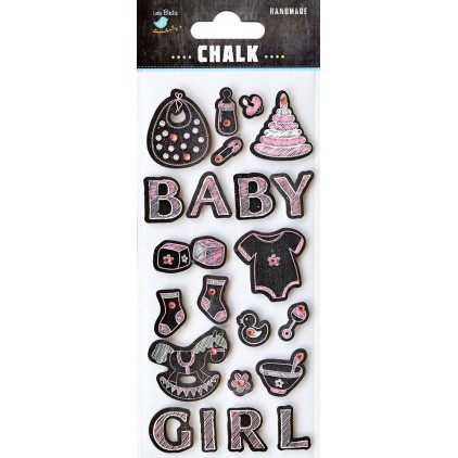 Zestaw naklejek CR43044 - Little Birdie -Baby girl chalk - 22 sztuk