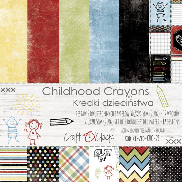 Set of scrapbooking papers - Craft O Clock - Childhood crayons