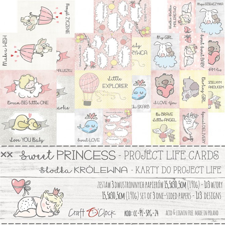 Set of cards Project Life - Craft O Clock - Sweet princess