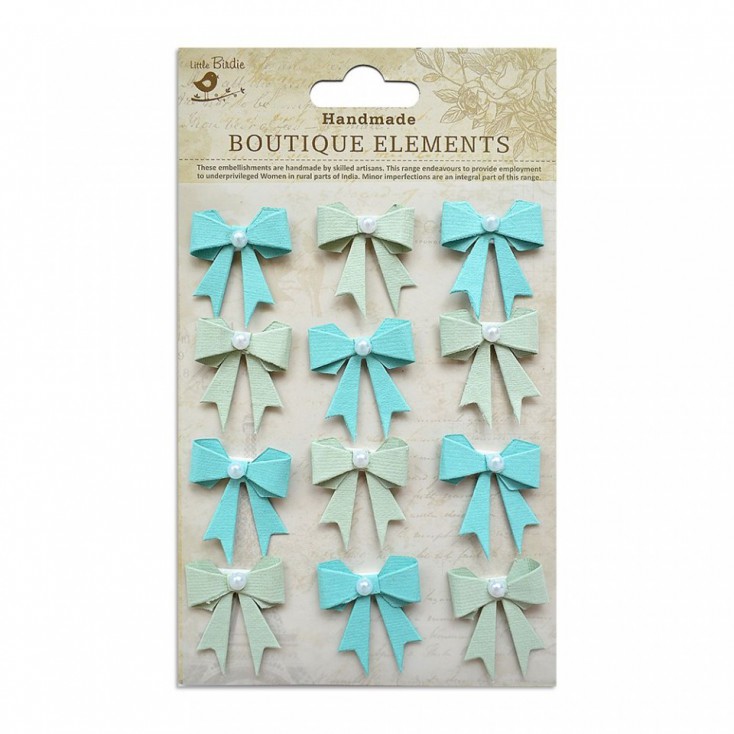 Set of stickers CR45244 - Little Birdie - Pearl Bows Pacific Blue - 12 pcs.