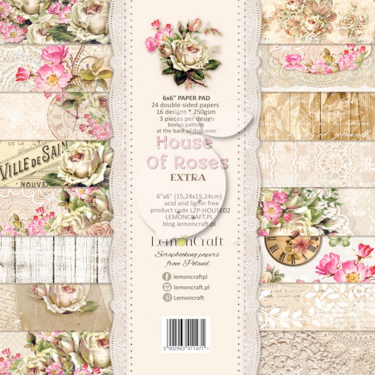 Pad of scrapbooking papers - House of roses EXTRA 6x6