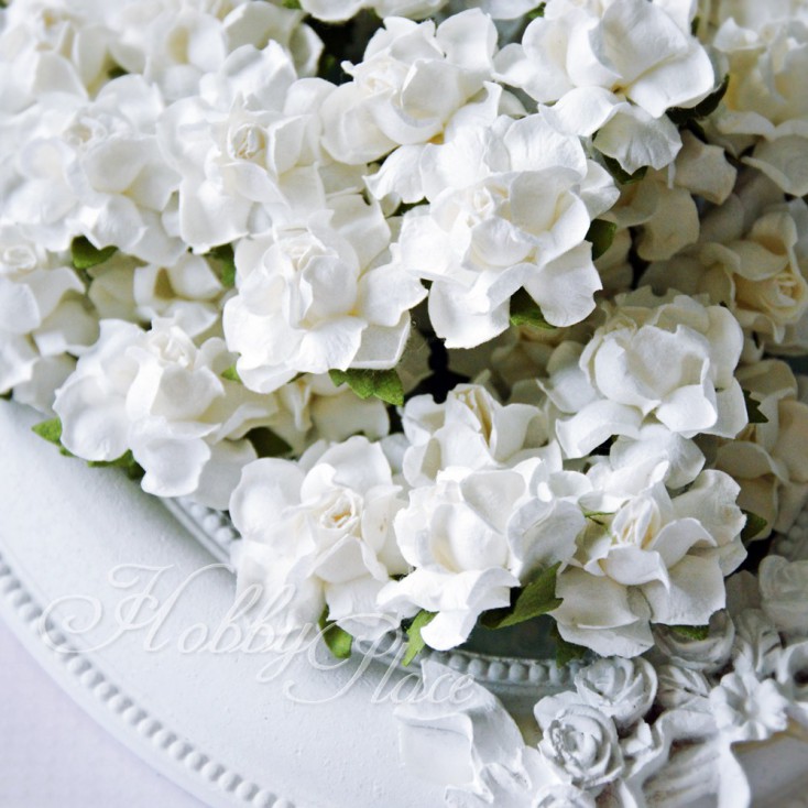 White rose paper flower set - mix 1 - 50 pcs