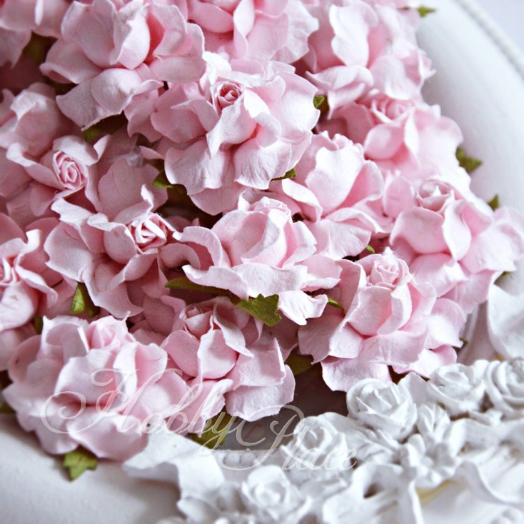 Light pink paper roses set - 50 pcs
