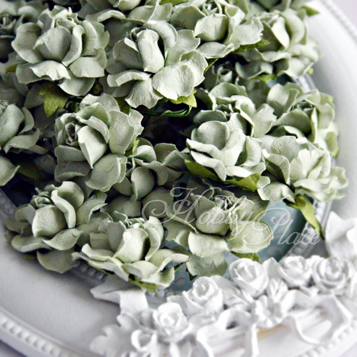 Lihgt olive paper roses set - 50 pcs
