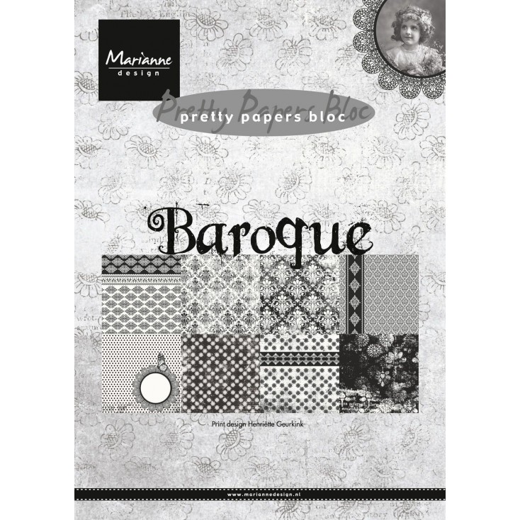 Mały bloczek papierów do scrapbookingu - Marianne Design - Baroque