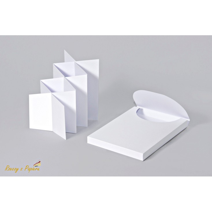 Box + cascade / harmonica card base in white color