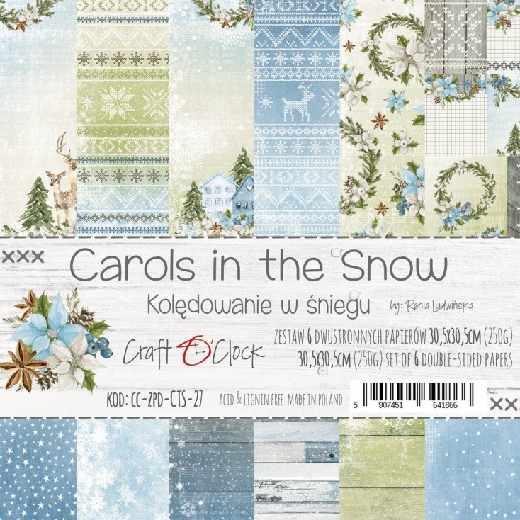 CC-ZPD-CTS-27 -Zestaw papierów 30 x 30 cm - Carols in the snow- Craft O clock