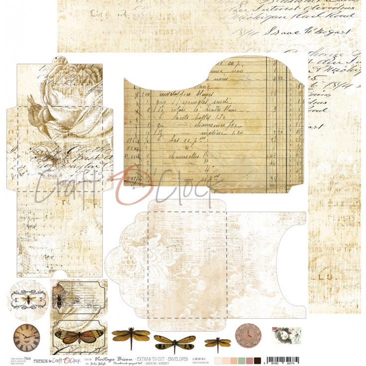 CC-DOD-KOP-VB-F3 Scrapbooking paper - Vintage Bisou - Extras to cut - Envelopes - Craft O Clock
